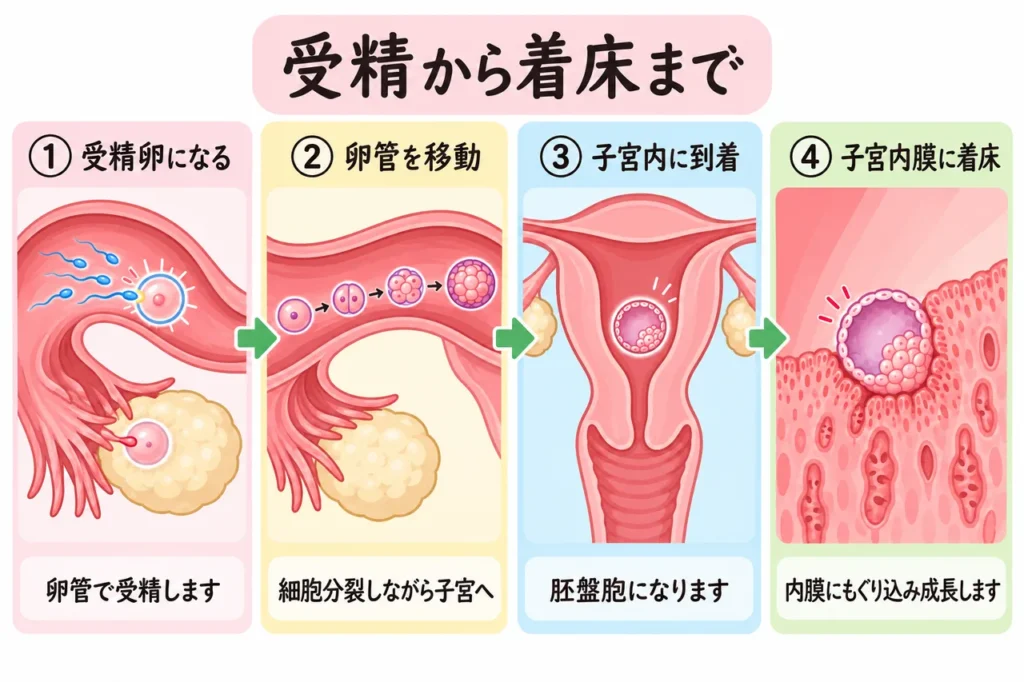 受精から着床までの流れ