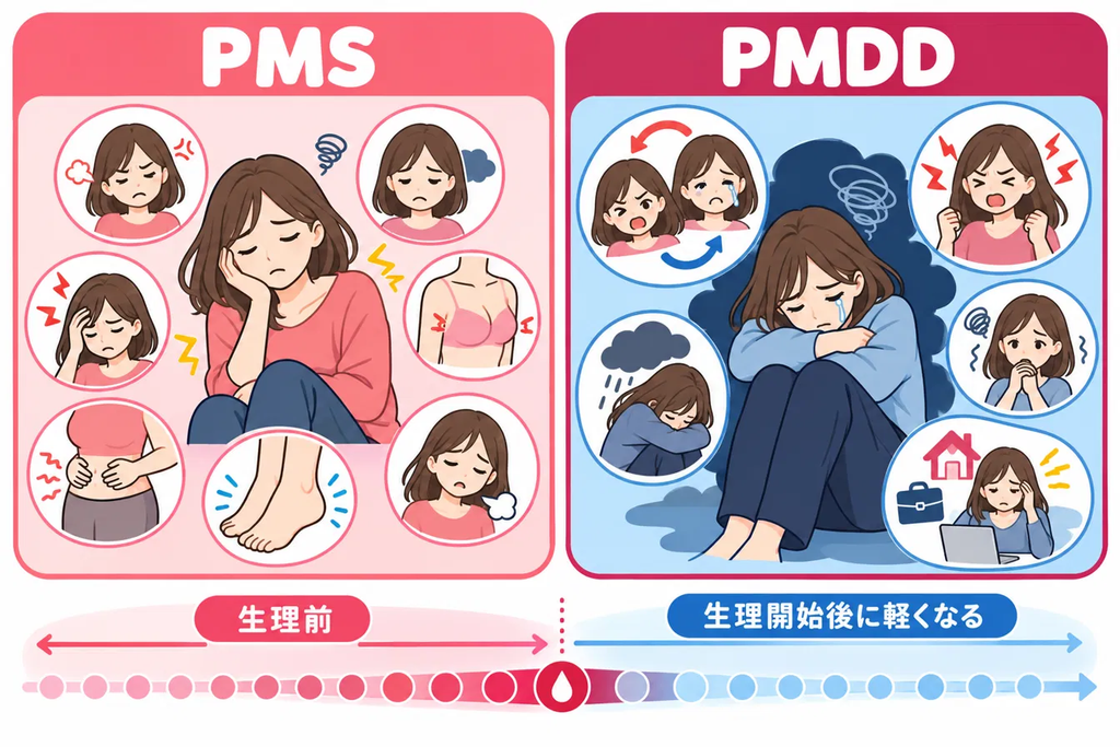 PMS・PMDDの主な症状のイメージ
